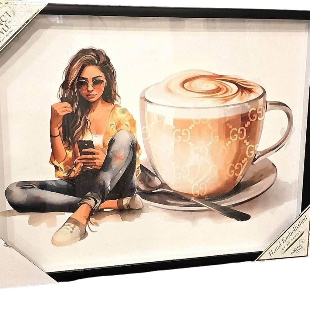 Instinct Style Sipping On Gucci Style Framed Wall Decor
